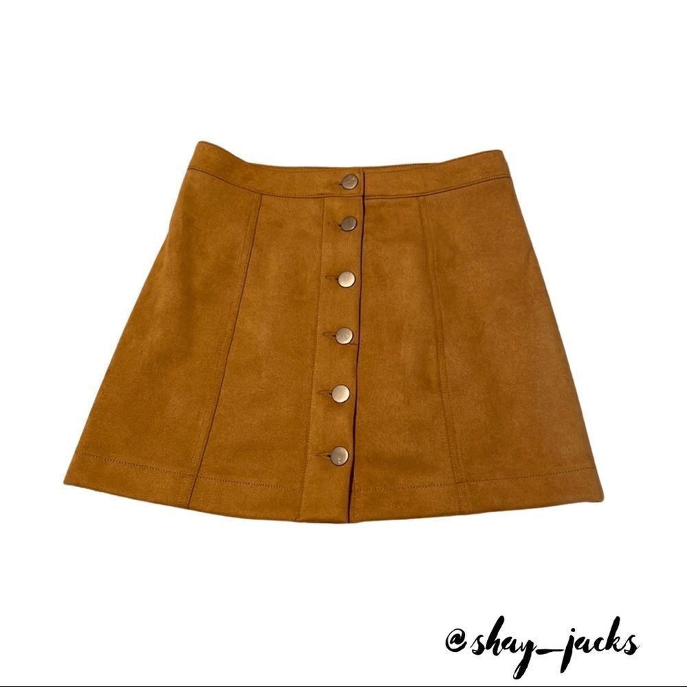 Forever 21 Brown button up mini pencil skirt